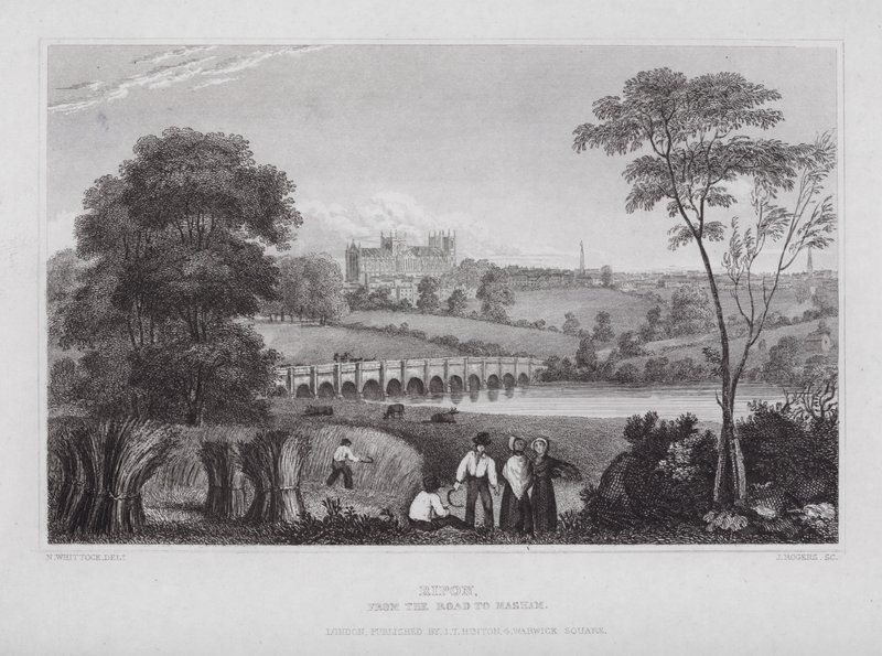 Ripon, von der Straße nach Masham von Nathaniel (after) Whittock