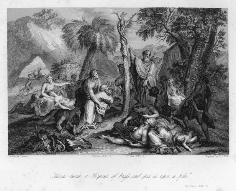 Erhebung der ehernen Schlange, Numeri XXI, 9 von Nicolas (after) Poussin