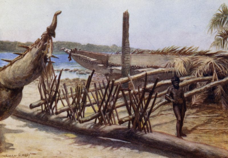 Alte Kriegskanus, nahe Malekula, Neue Hebriden von Norman Hardy