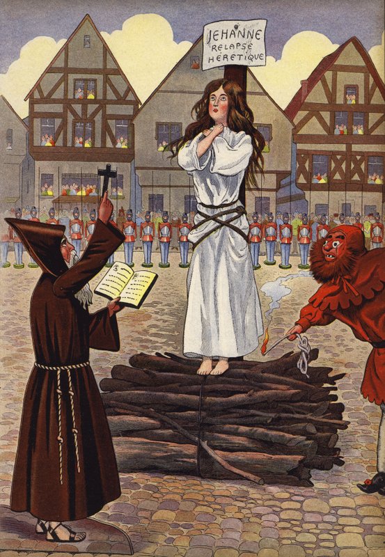 Johanna von Orléans kurz vor ihrer Verbrennung auf dem Scheiterhaufen von Onfray de Breville Job