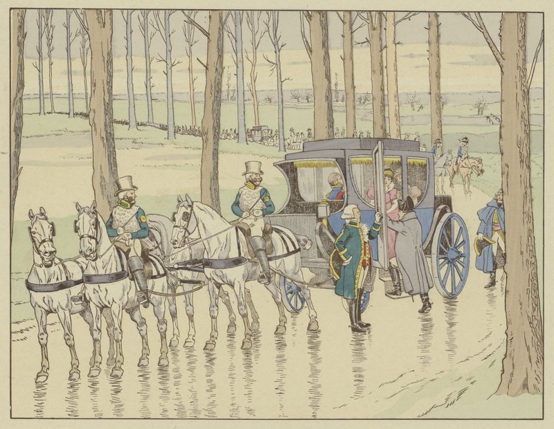 Napoleon trifft Erzherzogin Marie-Louise von Österreich, die er heiraten muss, 27. März 1810 von Onfray de Breville Job