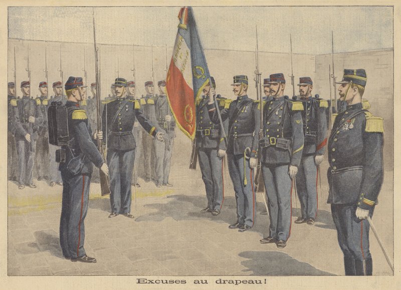 Ein Soldat wird gezwungen, sich für die Beleidigung der französischen Flagge zu entschuldigen von P.H.G.V. Michel