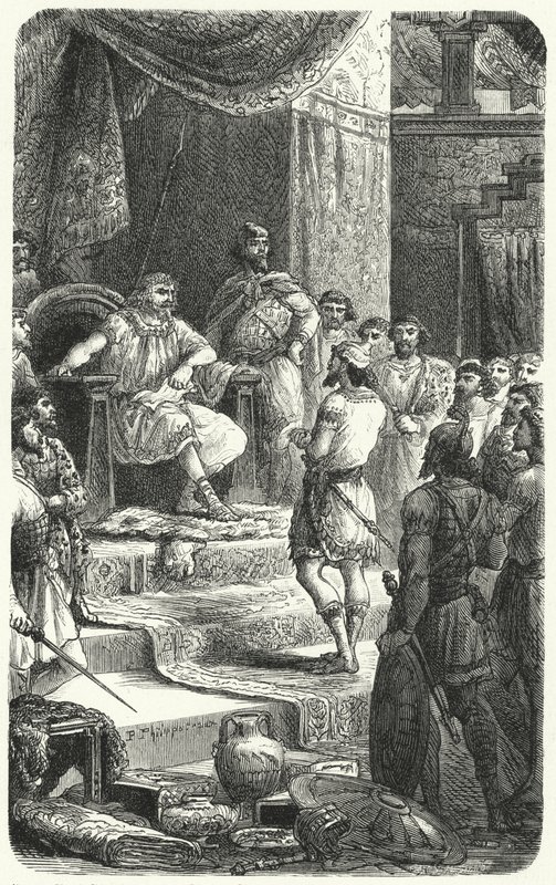 König David empfängt Gesandte von König Hiram von Tyrus von Paul Dominique Philippoteaux