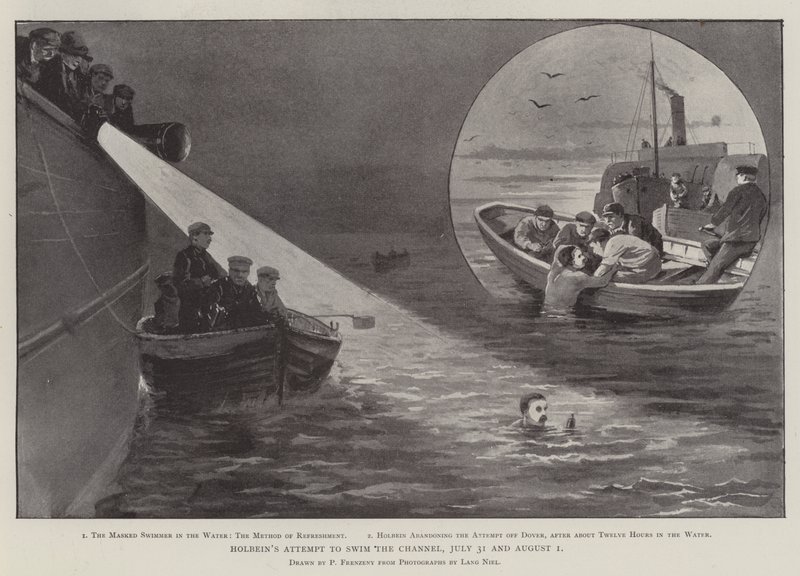 Holbeins Versuch, den Kanal zu schwimmen, 31. Juli und 1. August von Paul Frenzeny