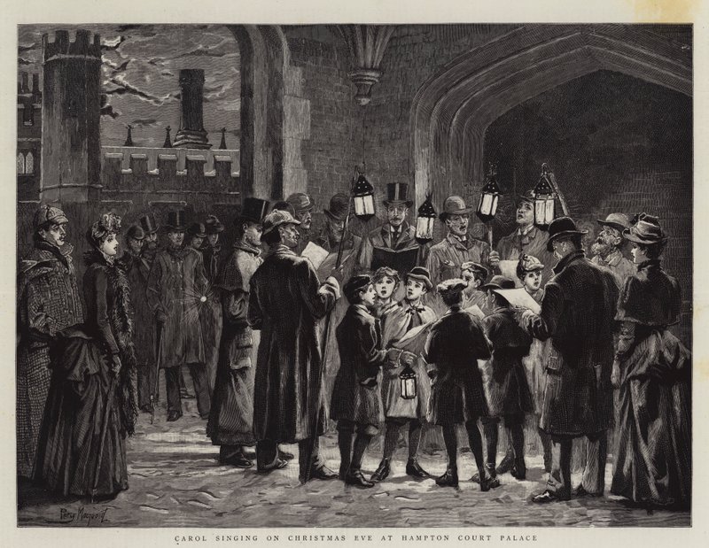 Weihnachtsliedersingen am Heiligabend im Hampton Court Palace von Percy Macquoid