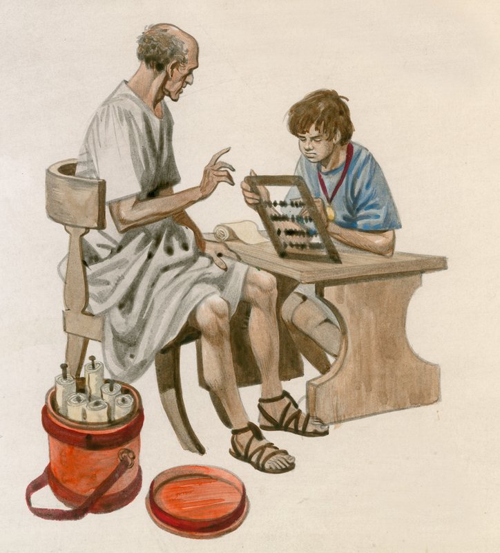 Julius Caesar als Junge, lernt mit einem Abakus zu zählen von Peter Jackson