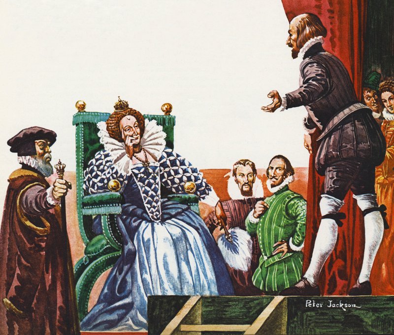 William Shakespeare präsentiert eines seiner Stücke Königin Elizabeth I. von Peter Jackson
