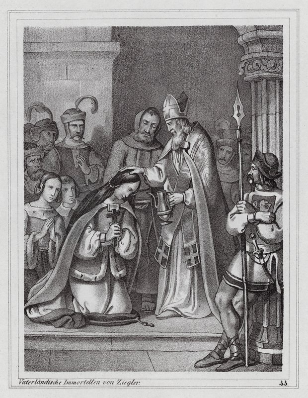 Cyril und Methodius, byzantinische christliche Missionare, 9. Jahrhundert (Gravur) von Peter Johann Nepomuk Geiger