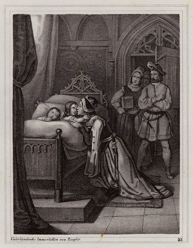 Margarete von Sizilien verlässt ihre Söhne von Peter Johann Nepomuk Geiger