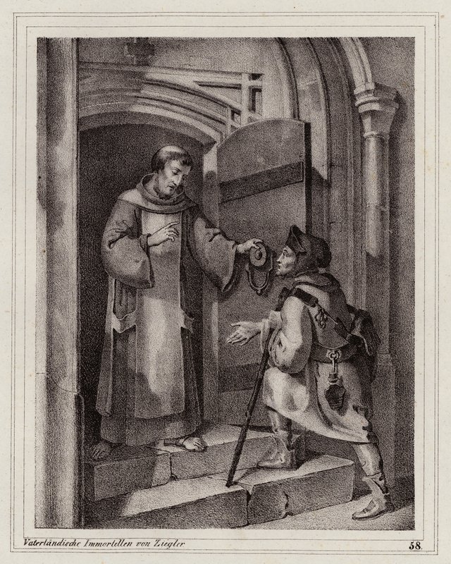 Der Geächtete John Parricida sucht Zuflucht in einem Kloster in Pisa von Peter Johann Nepomuk Geiger