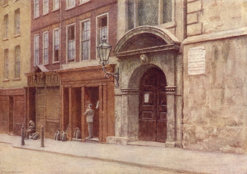 Tür des St. Georges Kirche, Botolph Lane, 1904 von Philip Norman