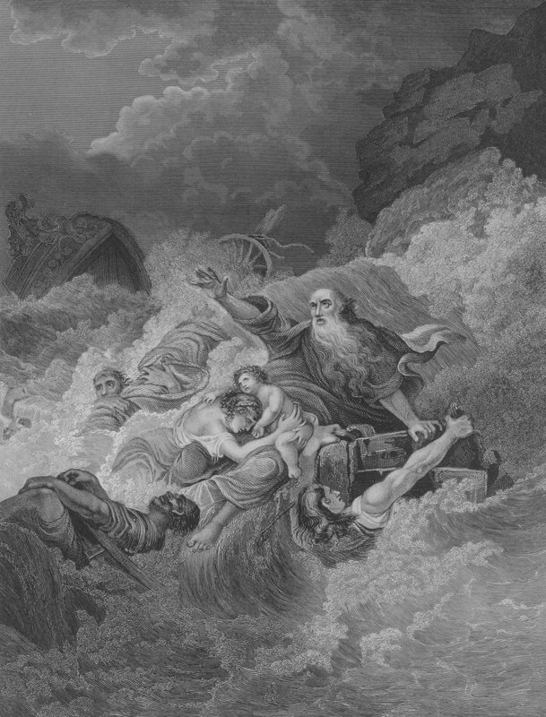 Das Schiffswrack des Heiligen Paulus, Apostelgeschichte 27, Vers 1-44 (Gravur) von Philippe de (after) Loutherbourg