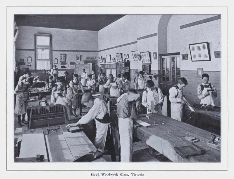 Sloyd-Holzarbeitsklasse, Victoria (s/w Foto) von Photographer Australian