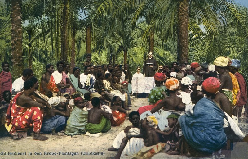 Christlicher Gottesdienst unter den Krobo-Leuten auf einer Plantage an der Goldküste von Photographer German