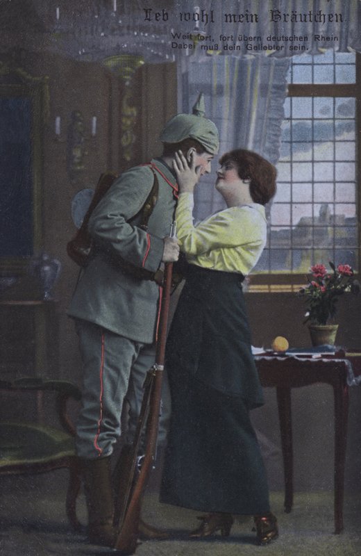 Deutscher Soldat verabschiedet sich von seiner Frau, bevor er in den Krieg zieht von Photographer German