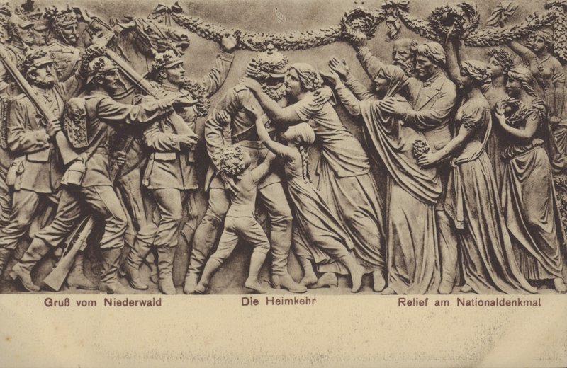 Die Heimkehr, Relief am Nationaldenkmal, Denkmal zur Erinnerung an die Vereinigung Deutschlands, Rüdesheim am Rhein, Hessen von Photographer German