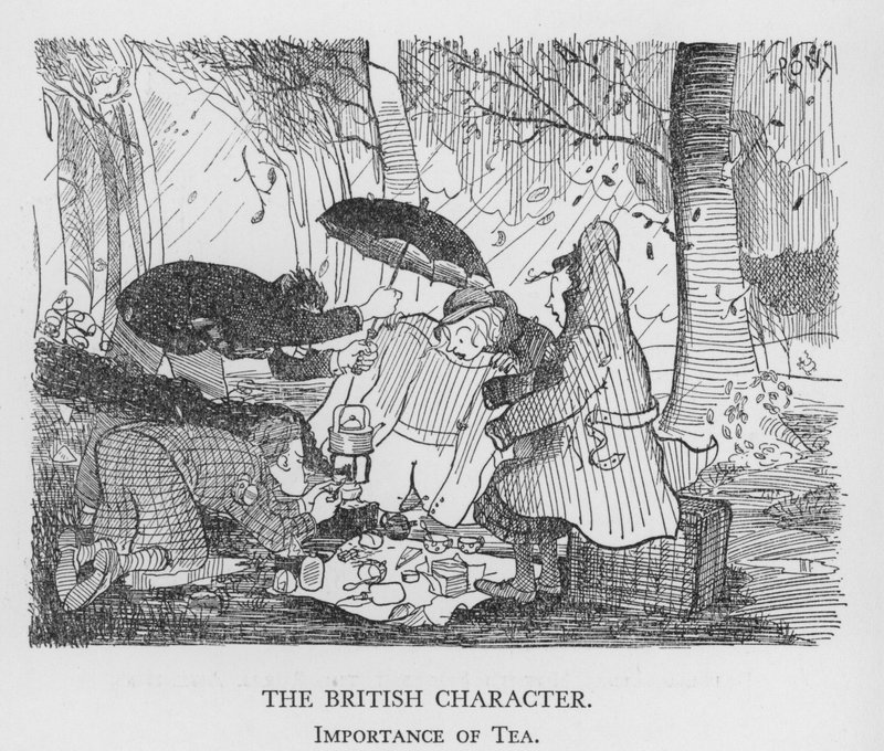Der britische Charakter, Bedeutung des Tees (Litho) von Pont