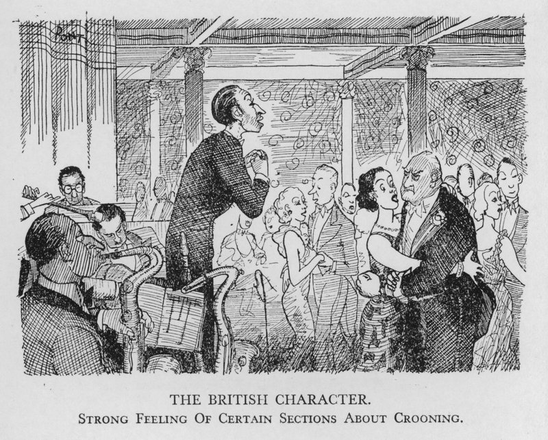 Der britische Charakter; starke Gefühle bestimmter Gruppen über das Crooning (Lithografie) von Pont