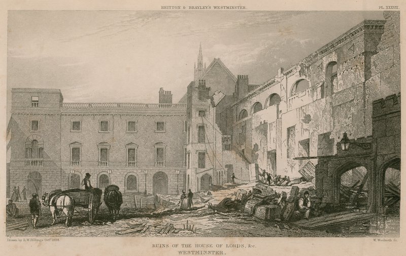 Ruinen des House of Lords, Westminster von R. W. Billings