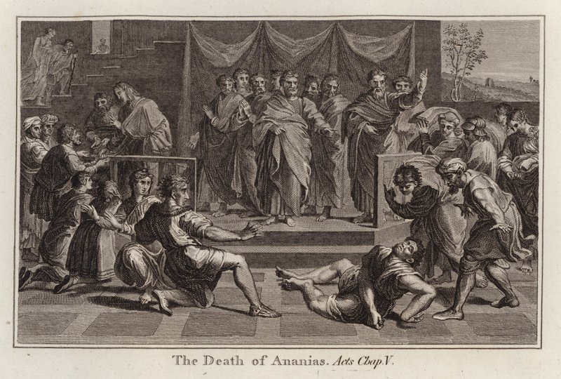 Raphael-Karton: Der Tod des Ananias, Apostelgeschichte, Kapitel V von after Raphael