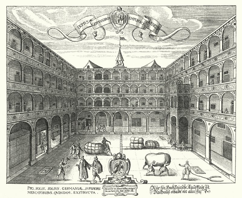 Der Fondaco dei Tedeschi, Hauptsitz der deutschen Kaufleute in Venedig von Raphael Custos