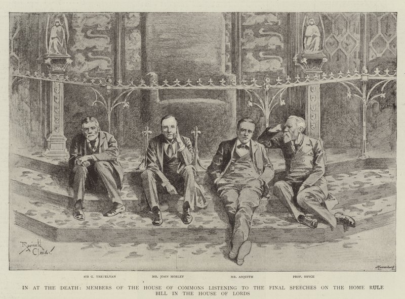 In der Todesstunde, Mitglieder des Unterhauses hören die letzten Reden zum Home Rule Bill im Oberhaus von Reginald Thomas Cleaver