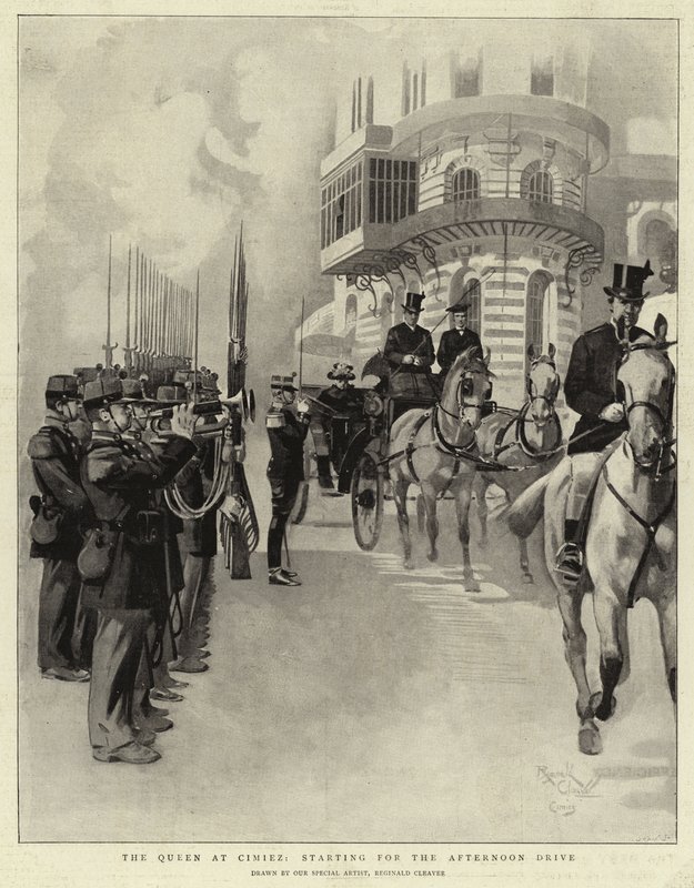 Die Königin in Cimiez, Abfahrt zur Nachmittagsfahrt von Reginald Thomas Cleaver