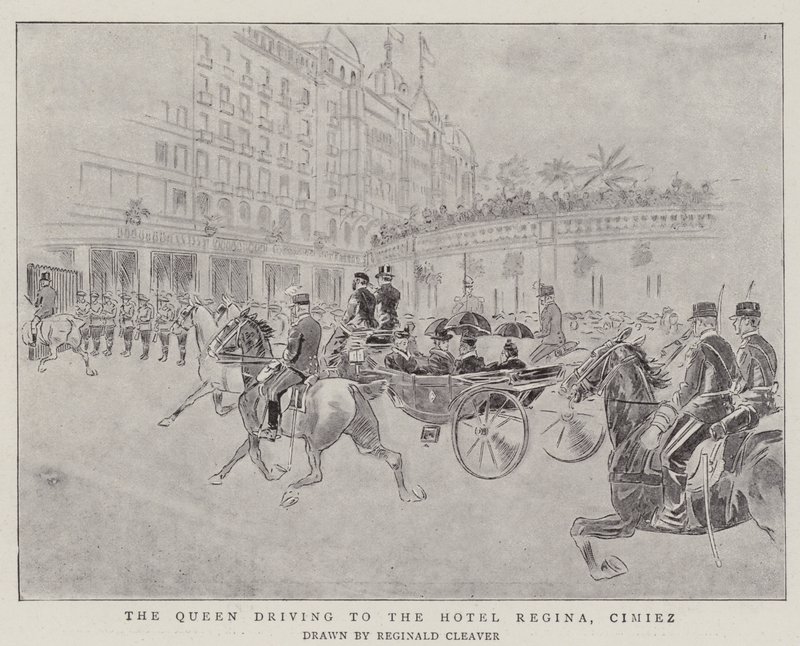 Die Königin fährt zum Hotel Regina, Cimiez von Reginald Thomas Cleaver