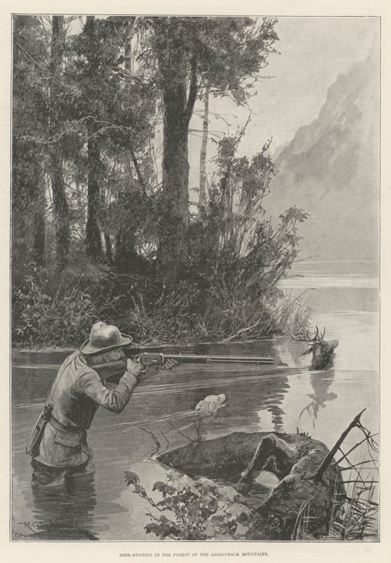 Hirschjagd im Wald der Adirondack Mountains von Richard Caton Woodville junior