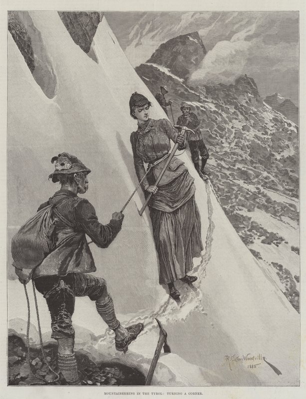 Bergsteigen in Tirol, eine Ecke umrundend von Richard Caton Woodville junior