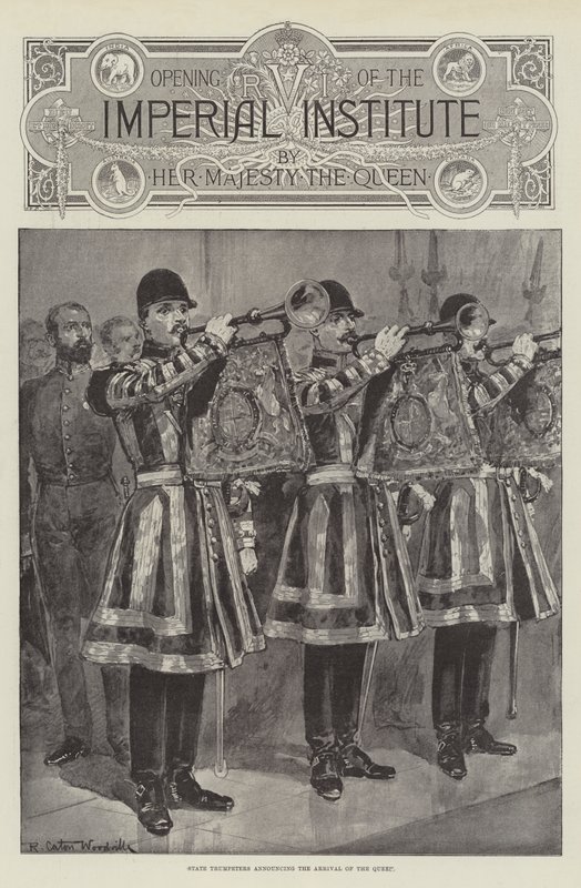 Staatstrompeter kündigen die Ankunft der Königin an von Richard Caton Woodville junior