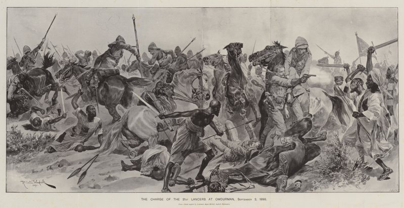 Der Angriff der 21. Lanzenreiter bei Omdurman, 2. September 1898 von Richard Caton Woodville junior