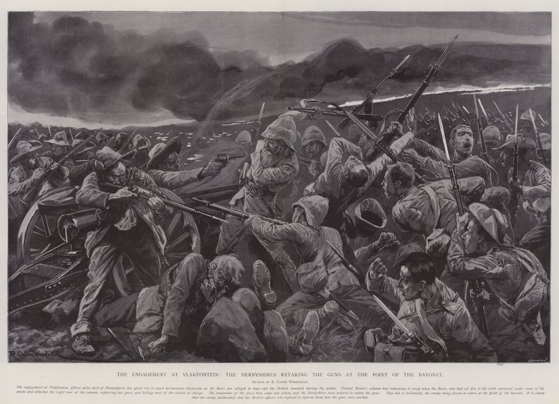 Das Gefecht bei Vlakfontein, die Derbyshires erobern die Kanonen mit dem Bajonett zurück von Richard Caton Woodville junior