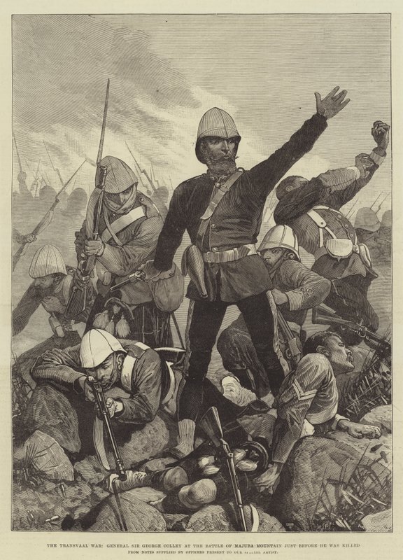 Der Transvaal-Krieg, General Sir George Colley in der Schlacht am Majuba-Berg kurz bevor er getötet wurde von Richard Caton Woodville junior