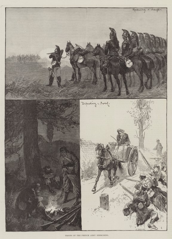 Truppen der französischen Armee beim Üben von Richard Caton Woodville junior