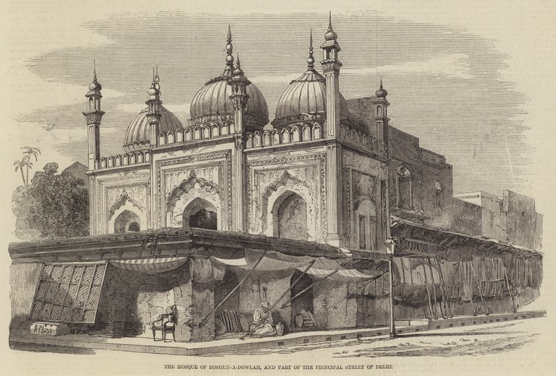 Die Moschee von Roshun-a-Dowlah und ein Teil der Hauptstraße von Delhi von Richard Principal Leitch
