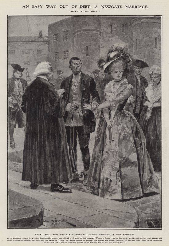 Ein einfacher Weg aus den Schulden: eine Newgate-Ehe (Lithografie) von Richard Caton II (after) Woodville