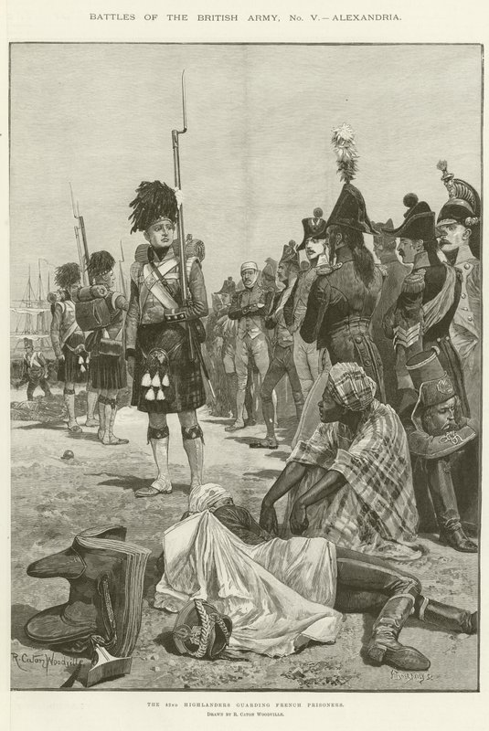 Die 42. Highlander bewachen die französischen Gefangenen von Richard Caton Woodville junior
