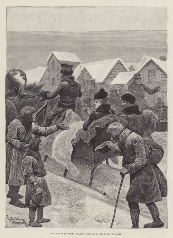 Die Hungersnot in Russland, Bauern betteln in den Städten von Kasan von Richard Caton Woodville junior