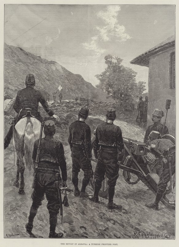 Der Aufstand in Albanien, ein türkischer Grenzposten von Richard Caton Woodville junior