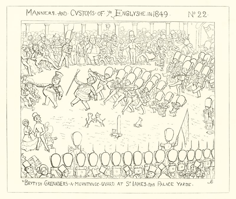 1849, Britische Grenadiere bewachen den Hof des St. James Palastes von Richard Doyle
