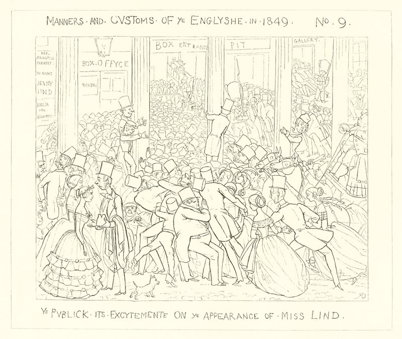 1849, Die Öffentlichkeit in Aufregung über das Erscheinen von Miss Lind von Richard Doyle