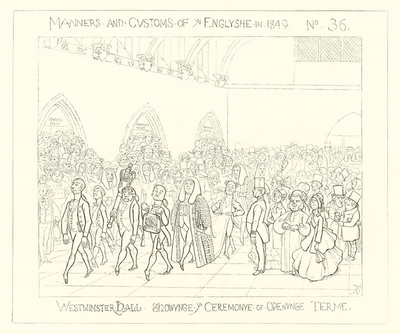 1849, Westminster Hall, Die Zeremonie der Eröffnung des Termins von Richard Doyle