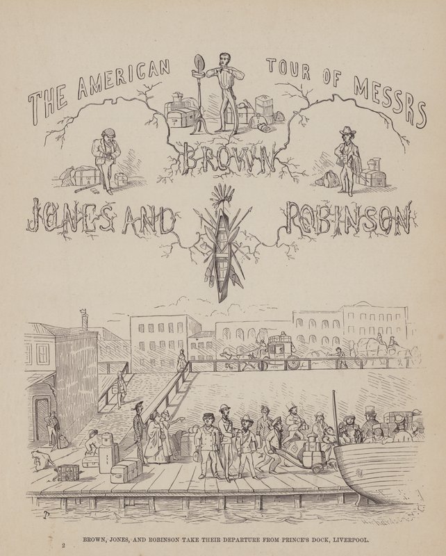 Seite aus Die amerikanische Tour von Herrn Brown, Jones und Robinson von Richard Doyle