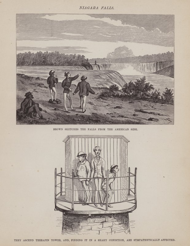 Seite aus Die amerikanische Tour von Herrn Brown, Jones und Robinson (Gravur) von Richard Doyle