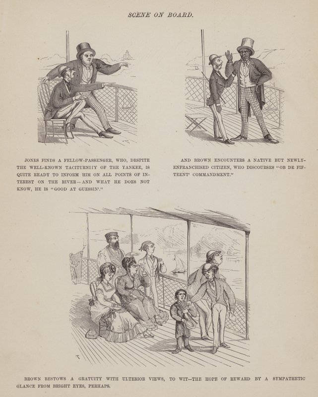 Seite aus Die amerikanische Tour von Herrn Brown, Jones und Robinson (Gravur) von Richard Doyle