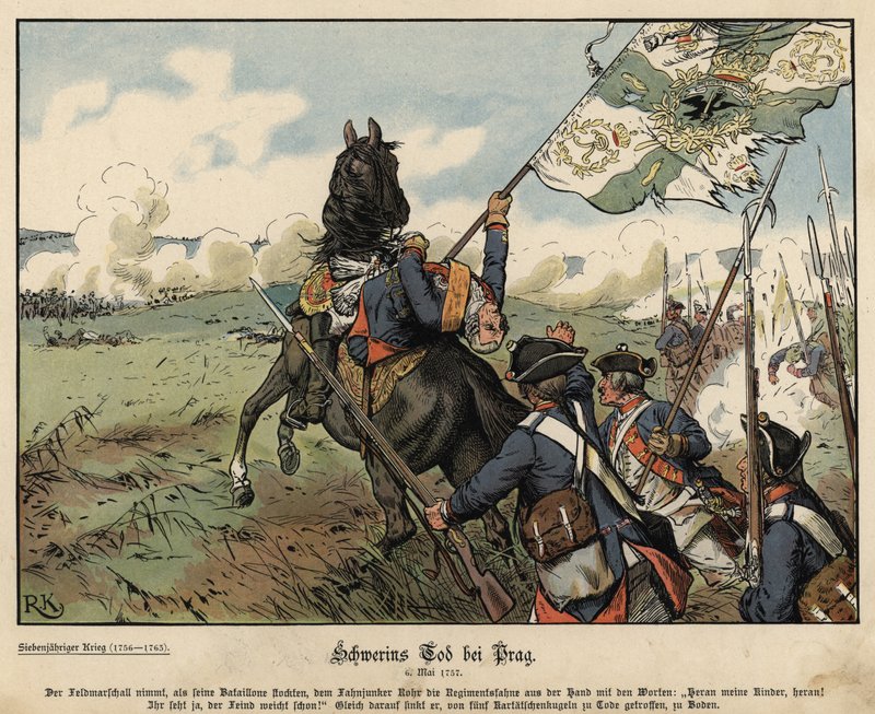 Tod von Feldmarschall von Schwerin in der Schlacht bei Prag von Richard Knoetel