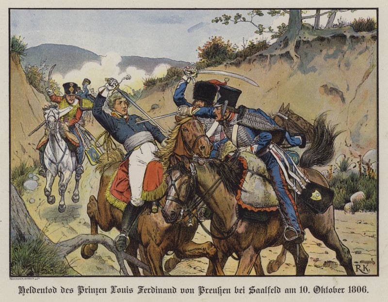 Heroischer Tod von Prinz Louis Ferdinand von Preußen in der Schlacht bei Saalfeld von Richard Knotel
