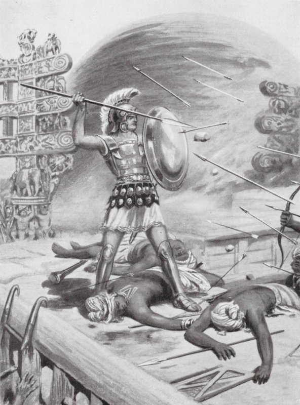 Eine Tat Alexanders des Großen, 326 v. Chr. (Lithografie) von Robert Ambrose Dudley