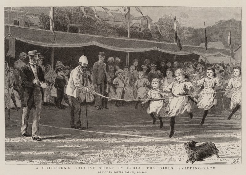 Ein Kinderferienvergnügen in Indien, das Mädchen-Seilspringen von Robert Barnes